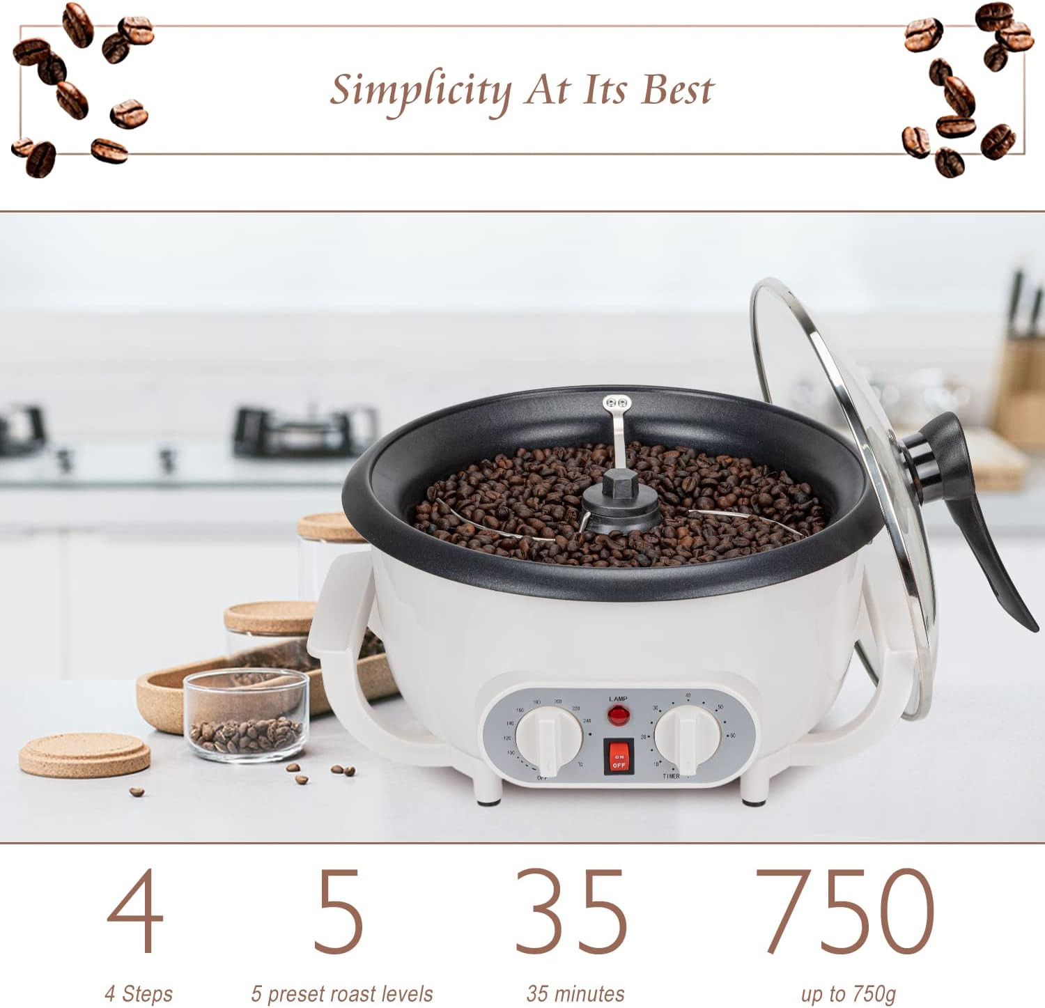 Beginner-Friendly Home Coffee Roaster with Timer – 110V Machine