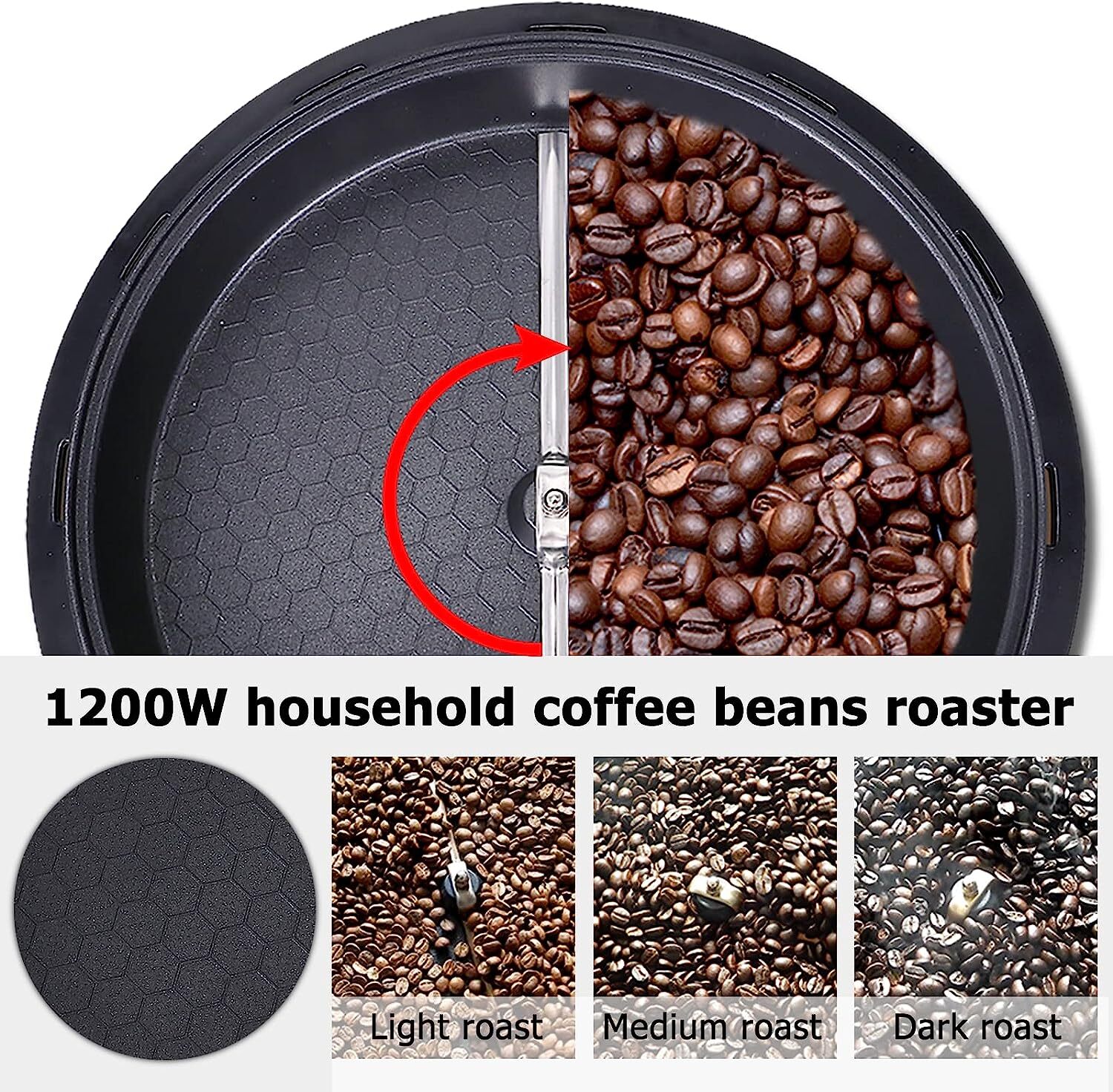 Electric Coffee Bean Roaster Automatic Coffee Roasting Baking Machine Home Use