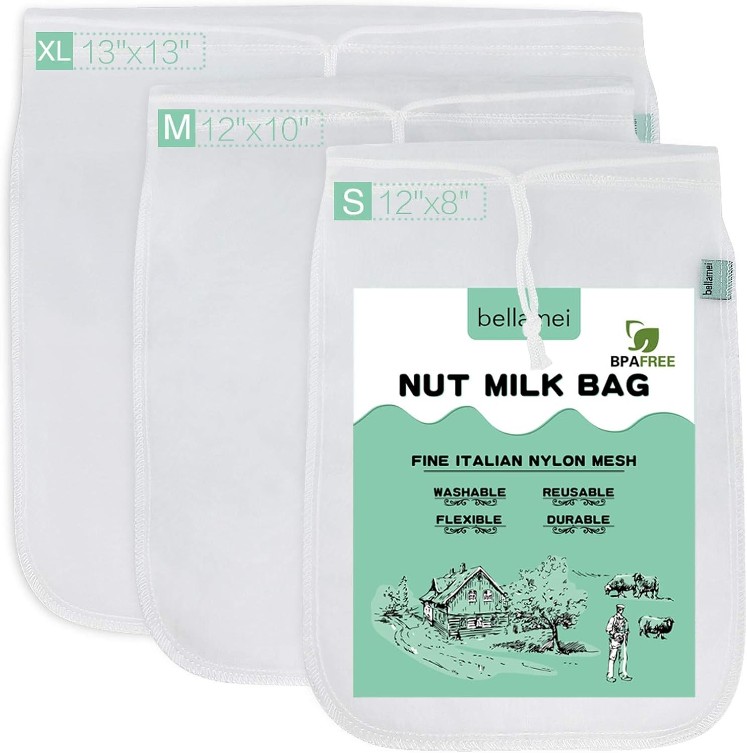 Nut Milk Bag Reble 3 Pa Food Strainer Nut Bags for Straining