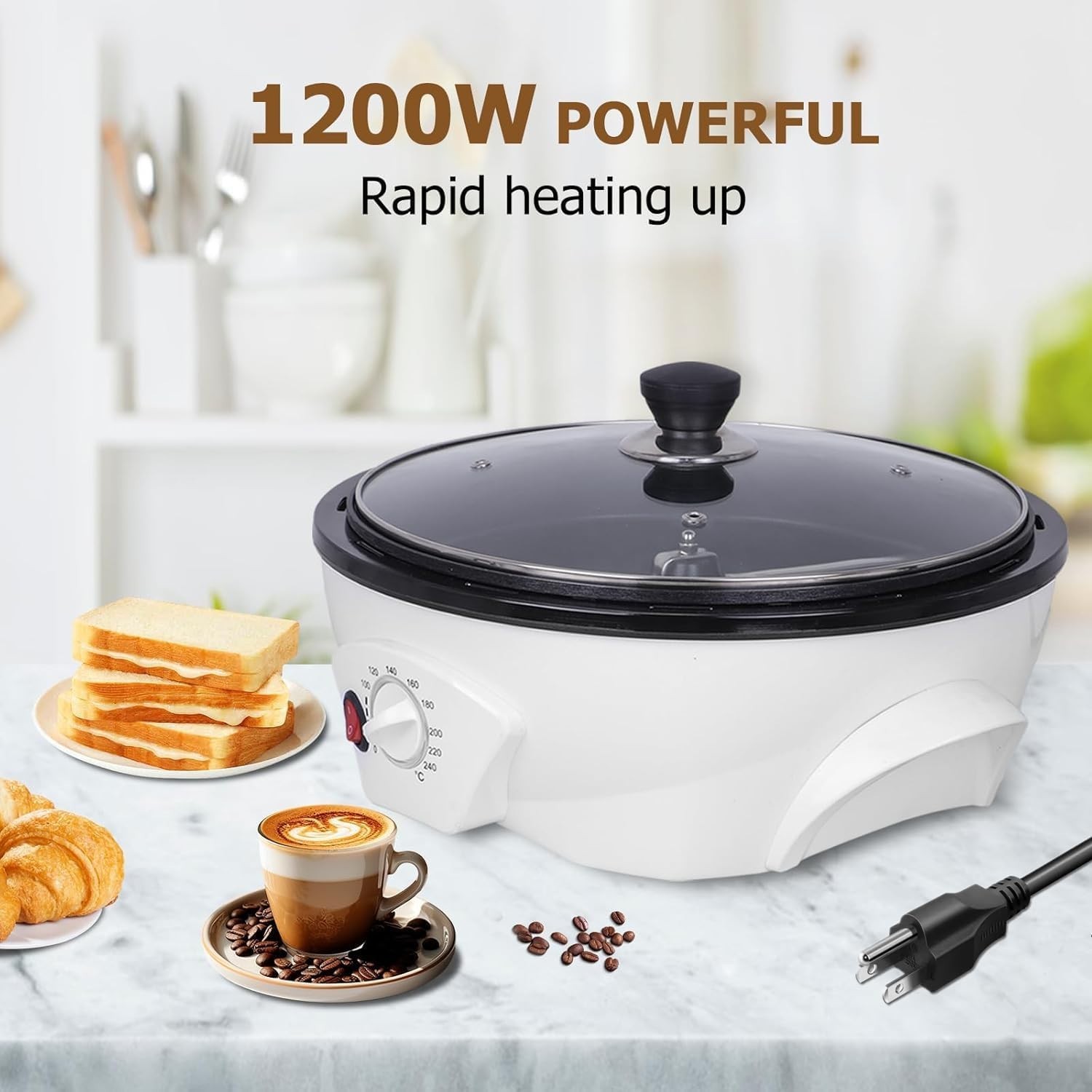 Electric Coffee Bean Roaster Machine 1.1lb Capacity Adjustable Timer Kitchen …