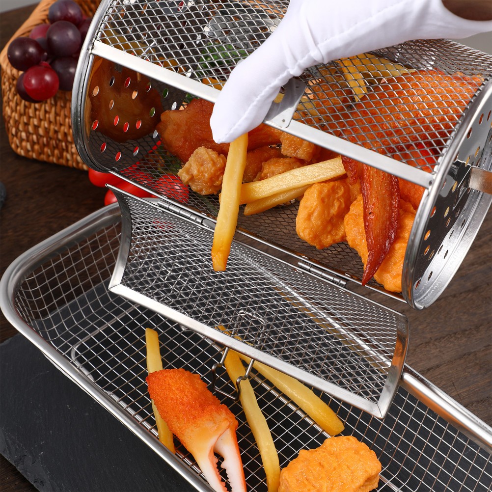 Rotisserie Oven Air Fry Basket Rotate Off-rolling Grilling Fryer Drum
