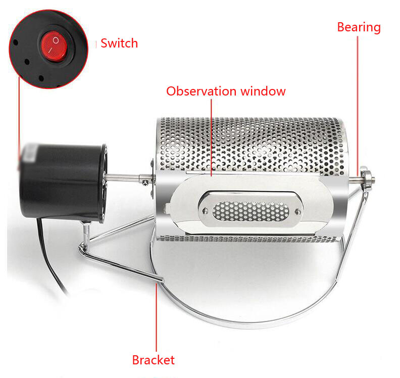 110V 220V Home Kitchen 250G Electric Coffee Bean Roaster Machine Stainless Steel