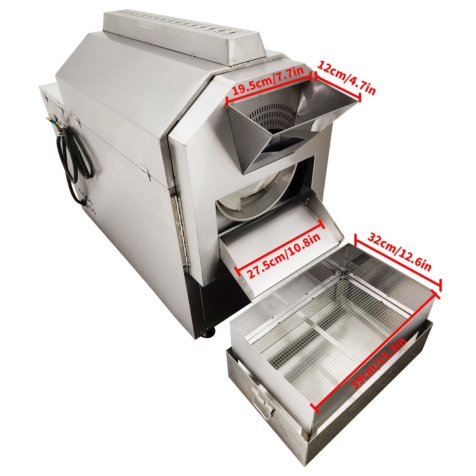 27.6Lb Roller Type Electric Coffee Roaster Nuts Bean Roasting Machine 220V 1PH