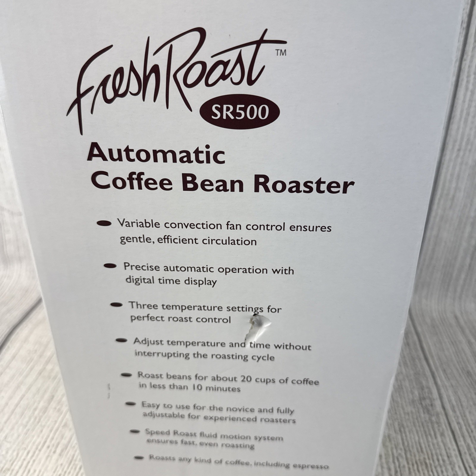 Fresh Roast SR500 Automatic Coffee Bean Roaster Model FB102SR, 120v – New Sealed
