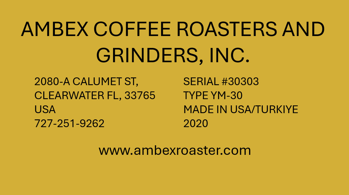2020 AMBEX YM-30 COMMERCIAL COFFEE ROASTER – ROASTING MACHINE