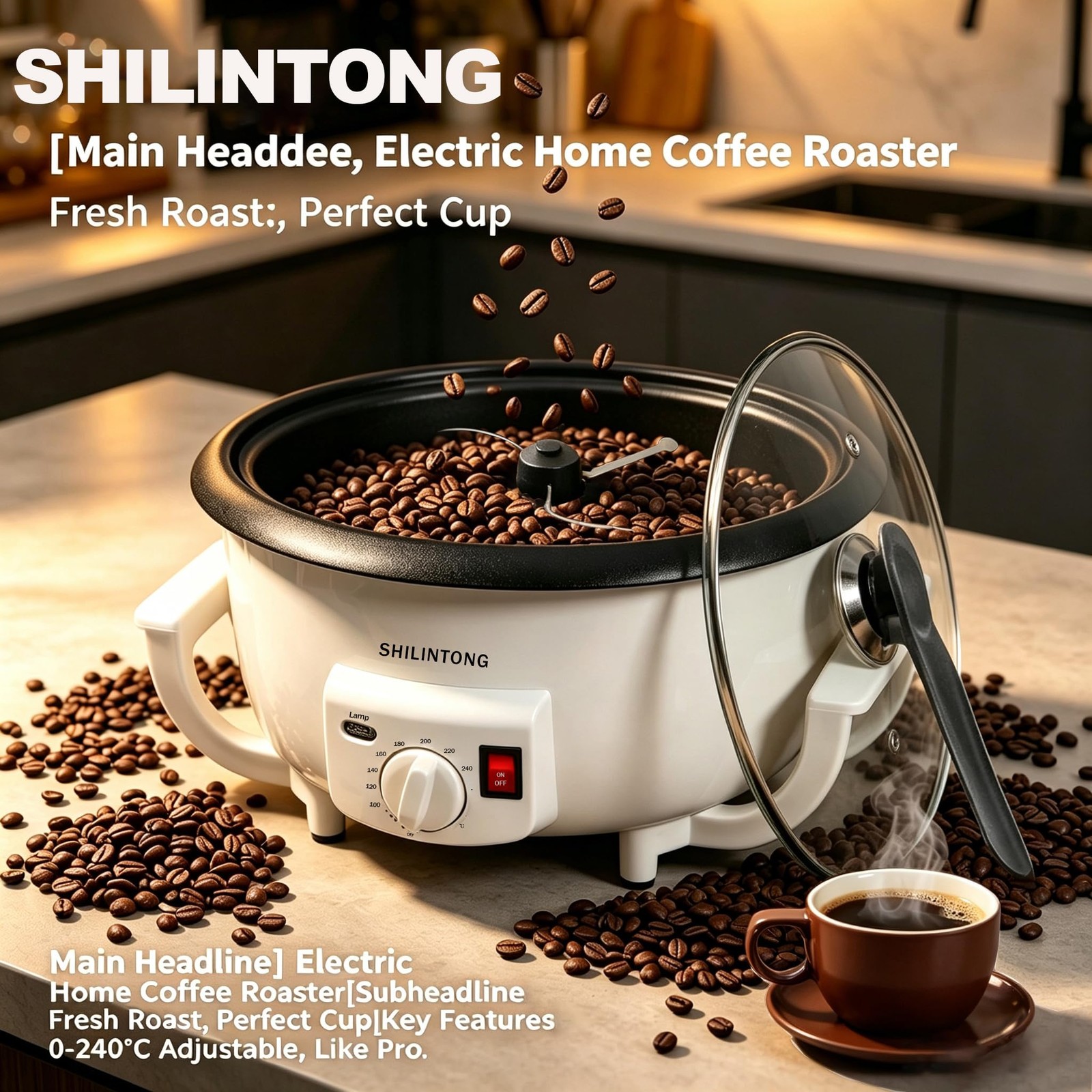 Coffee Roaster Machine for Home Use, 110V 1200W No Timer, 750g Large Capacity…