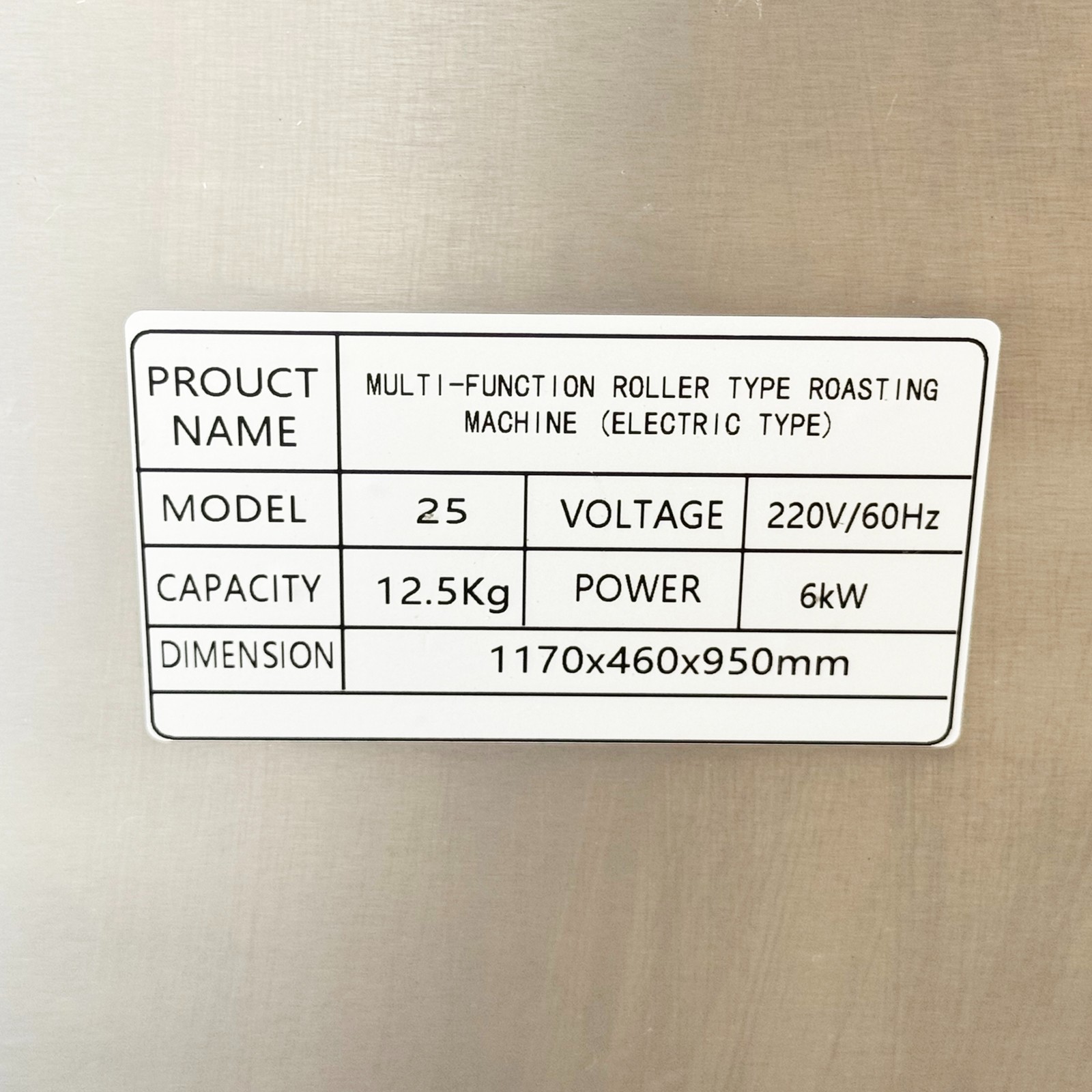 27.6Lb Roller Type Electric Coffee Roaster Nuts Bean Roasting Machine 220V 1PH