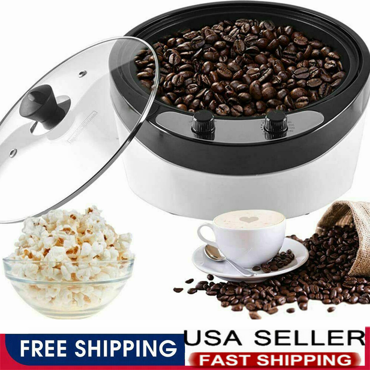 110V 800g Electric Coffee Roaster Household Coffee Bean Popcorn Roaster 800W