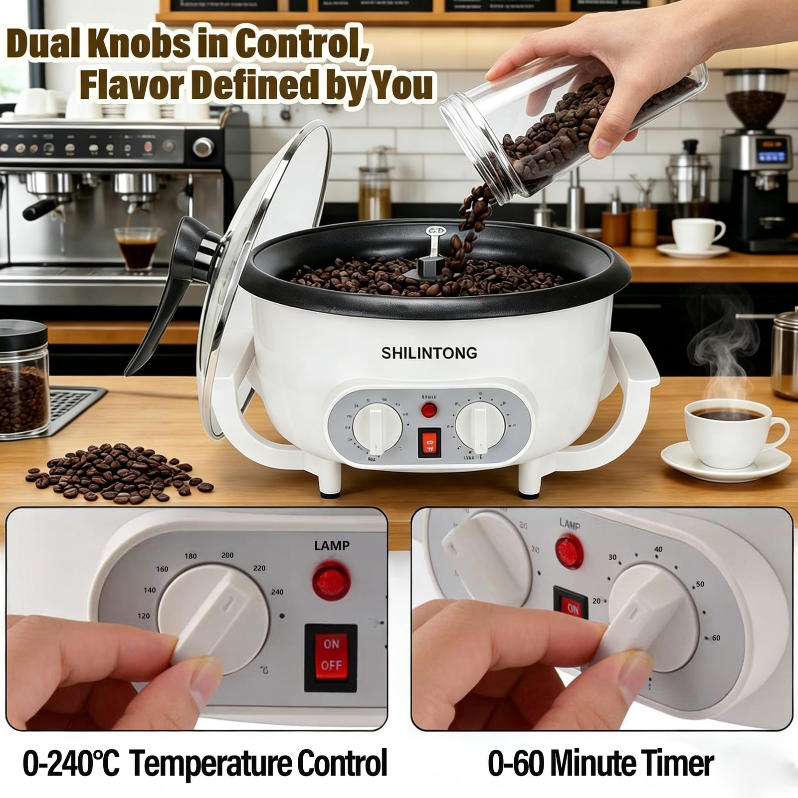 Coffee Roaster Machine for Home Use, 110V 1200W With Timer, 750g Large Capaci…