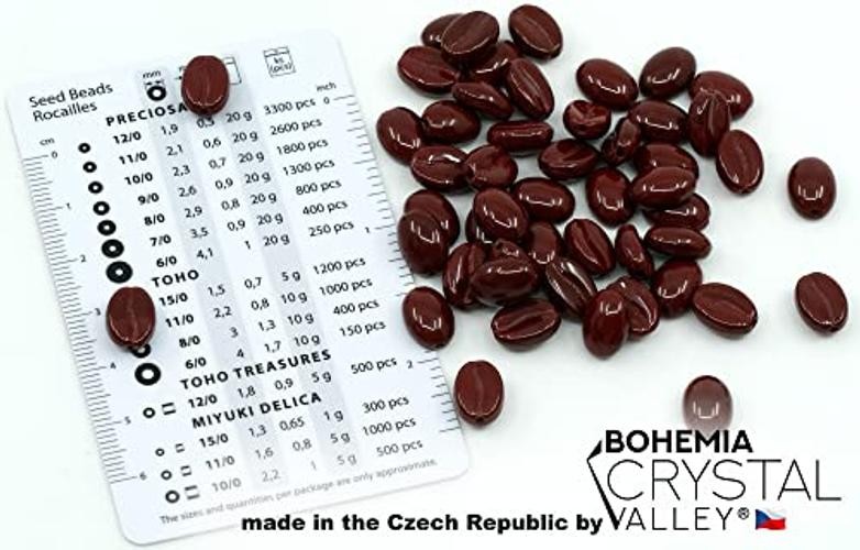 Czech Republic 0.43 Inch Glass Coffee Bean Beads – 50 pcs Natural Brown