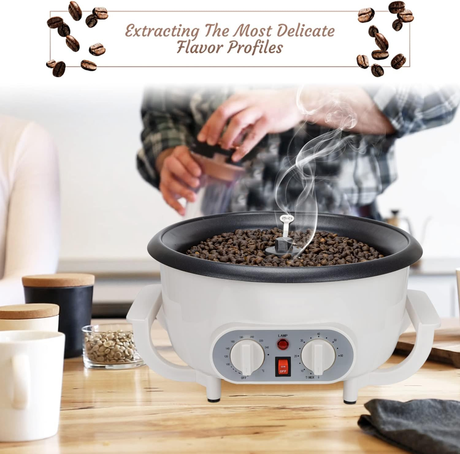 Beginner-Friendly Home Coffee Roaster with Timer – 110V Machine