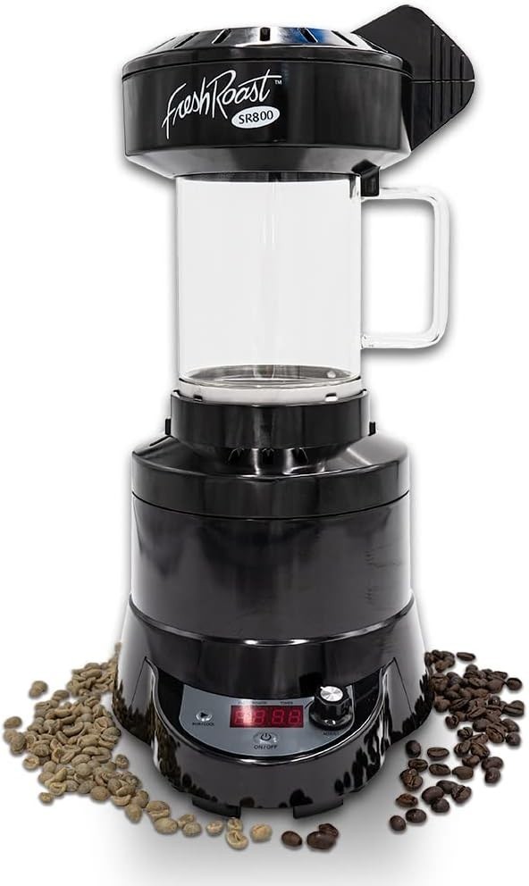Electric Coffee Roaster for Home Use with Chaff Basket and Glass Chamber