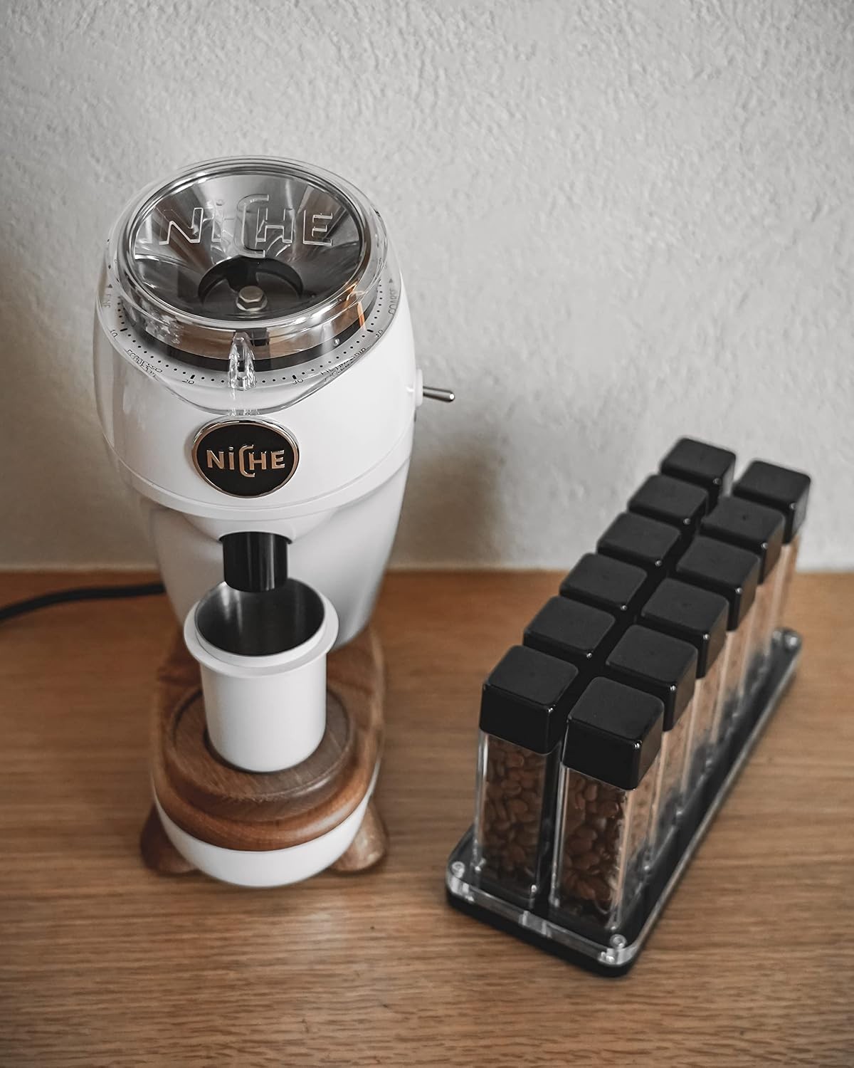 12 Tubes Coffee Bean Cellars with Stand & Hopper -Single Dose Coffee Bean Vaults