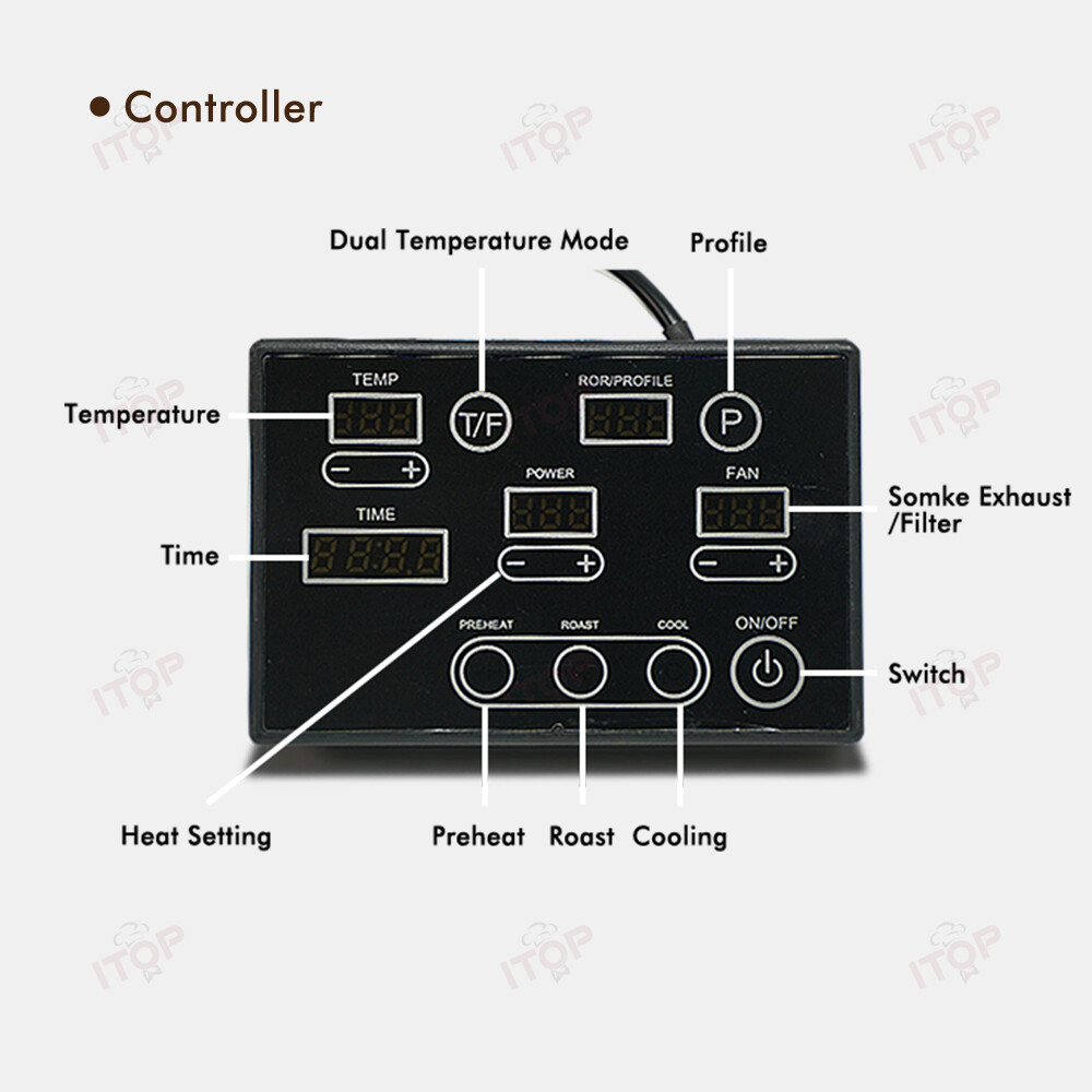 1000W Coffee Bean Roaster Commercial Automatic Roaster with Baking Curve Options