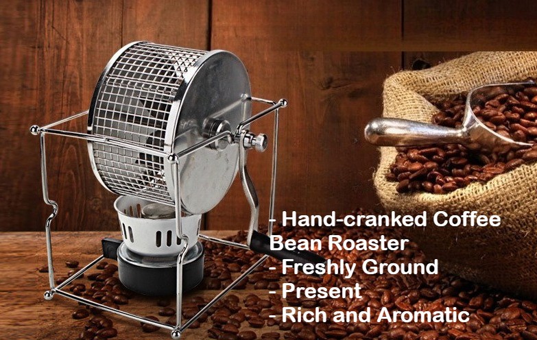 Manual Coffee Bean Roaster Portable Stainless Steel Cafe Bean Nut Machine Roller