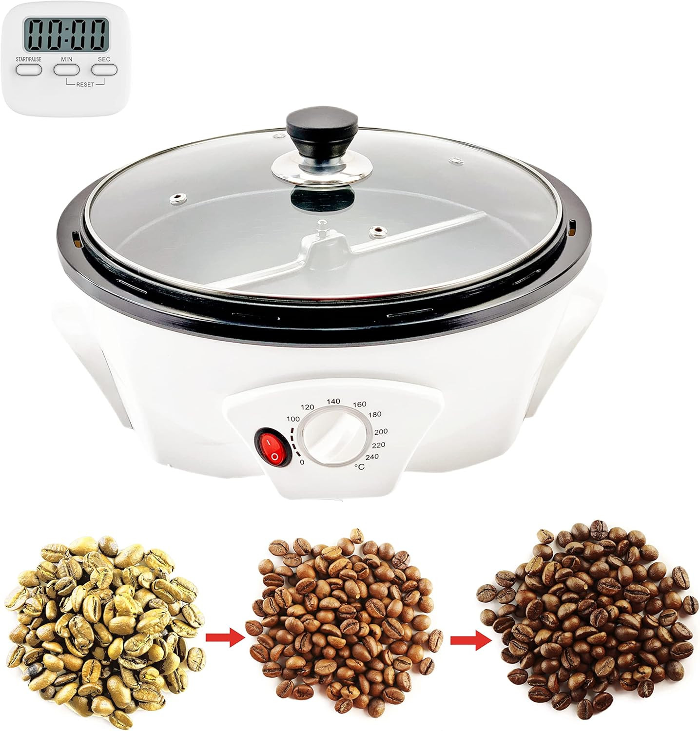 500G Coffee Bean Roaster Household Coffee Roasters Machine with Timer Electric C