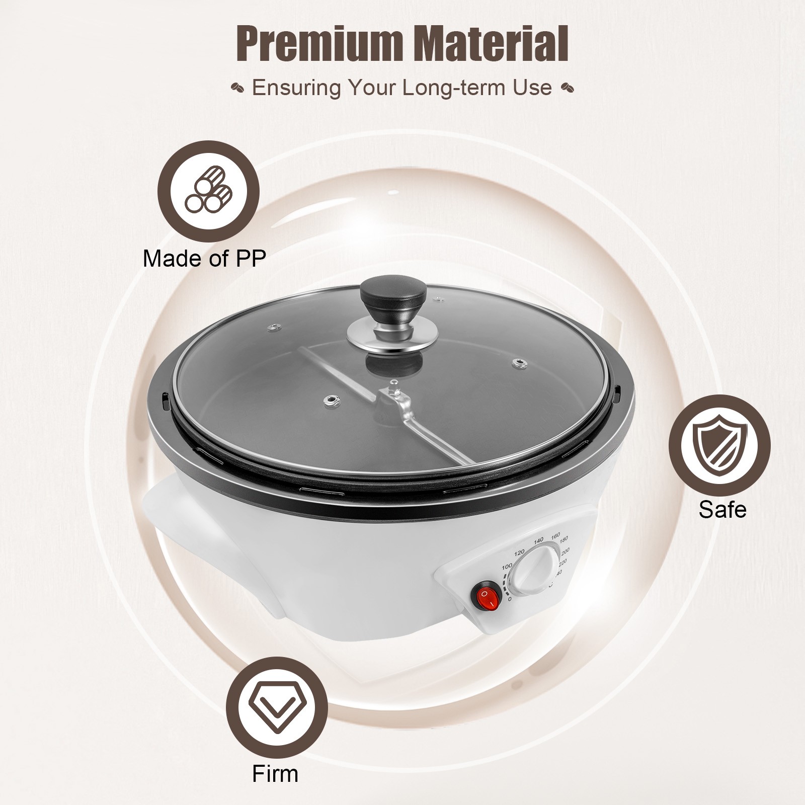 Electric Coffee Bean Roasting Machine Round Coffee Roaster Baking Baker Home