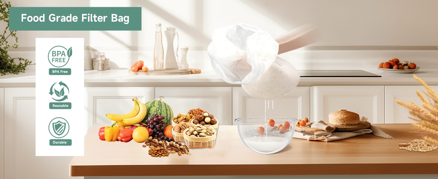 3 pa 14″x14″ Nut Milk Bag Extra Lar Reble Food Strainers Nut Bags