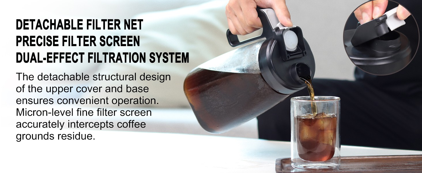Lar Ice Cold Coffee Maker 64 oz, Dishwasher Safty Traitan Carafe