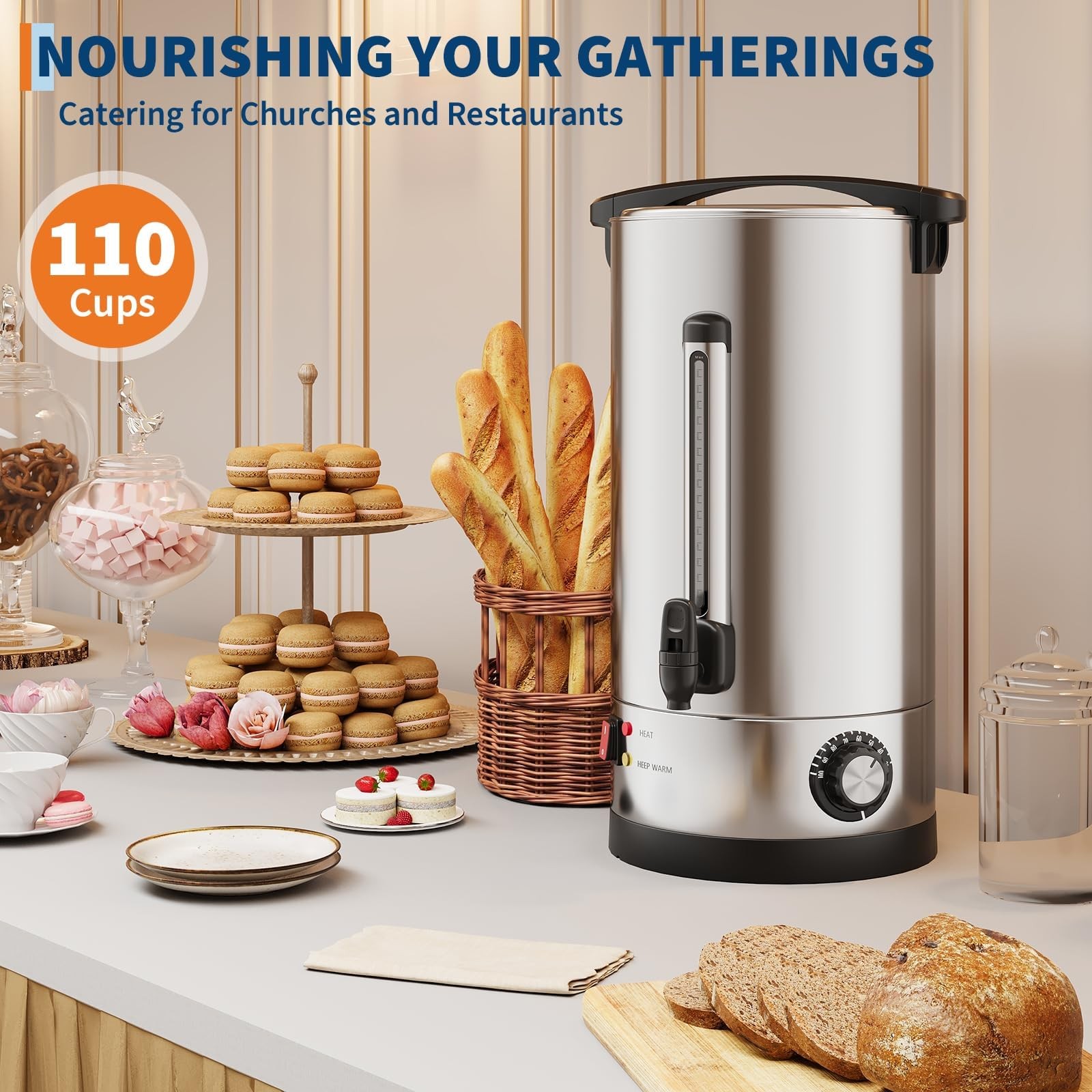 110 Cup Commercial Coffee Urn 16L 4.2 Gal Stainless Steel Hot Beverage Dispenser