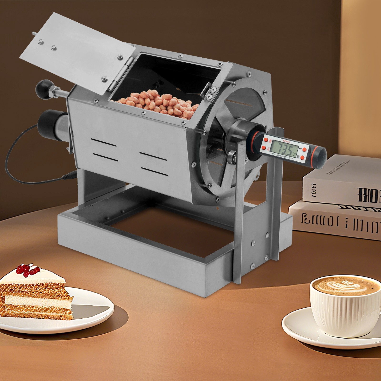 Commercial Electric Coffee Beans Roaster Machine 300-1200g with Thermometer