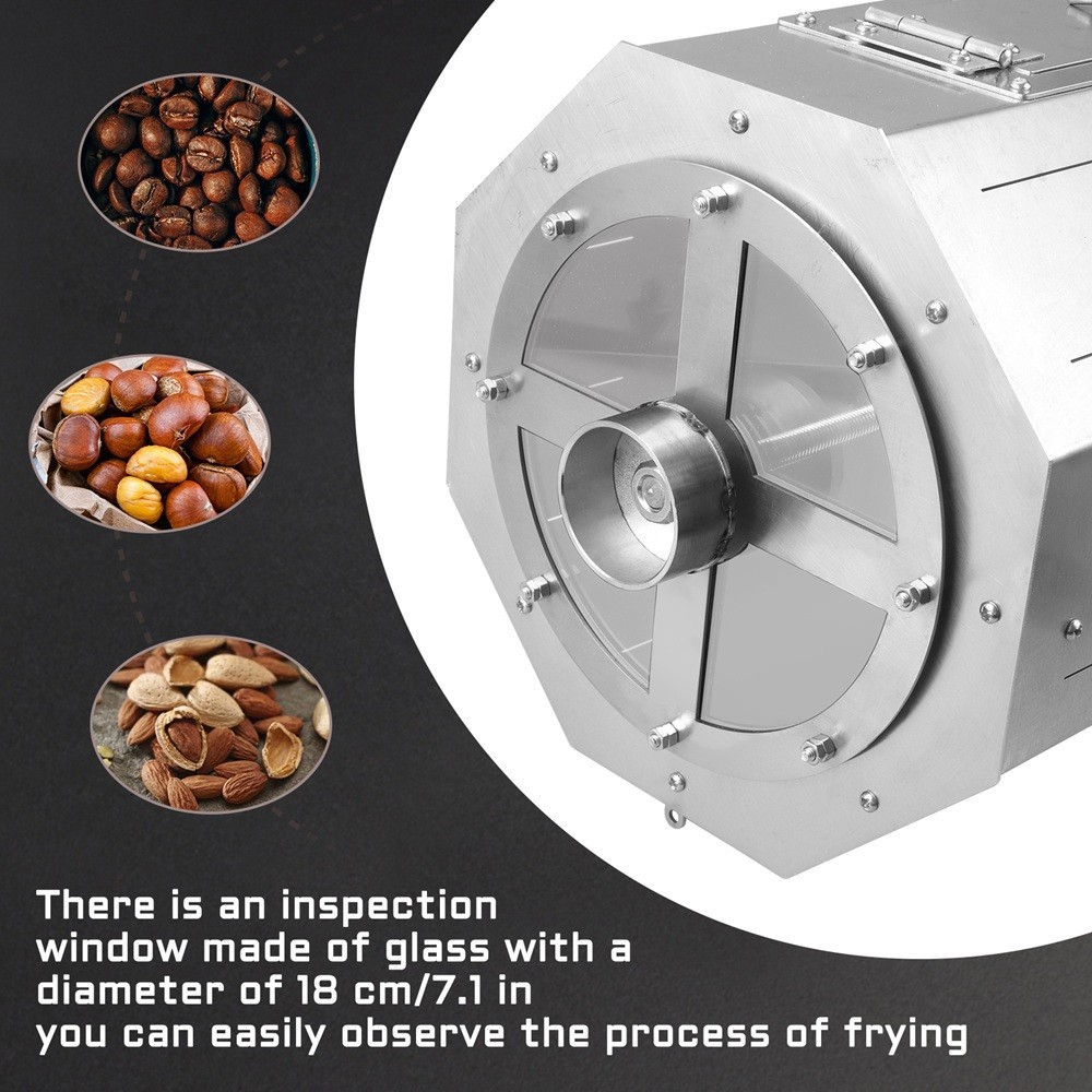 8L Electric Coffee Beans Roasting Baking Machine Gas Burner Drum Type 110V/220V