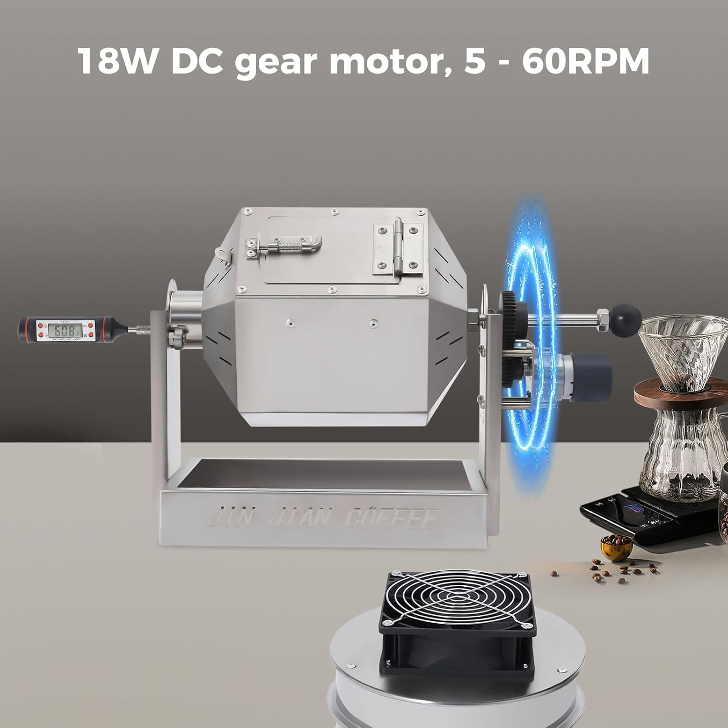 Electric Coffee Bean Roaster Stainless Steel Drum Roaster for Home Use