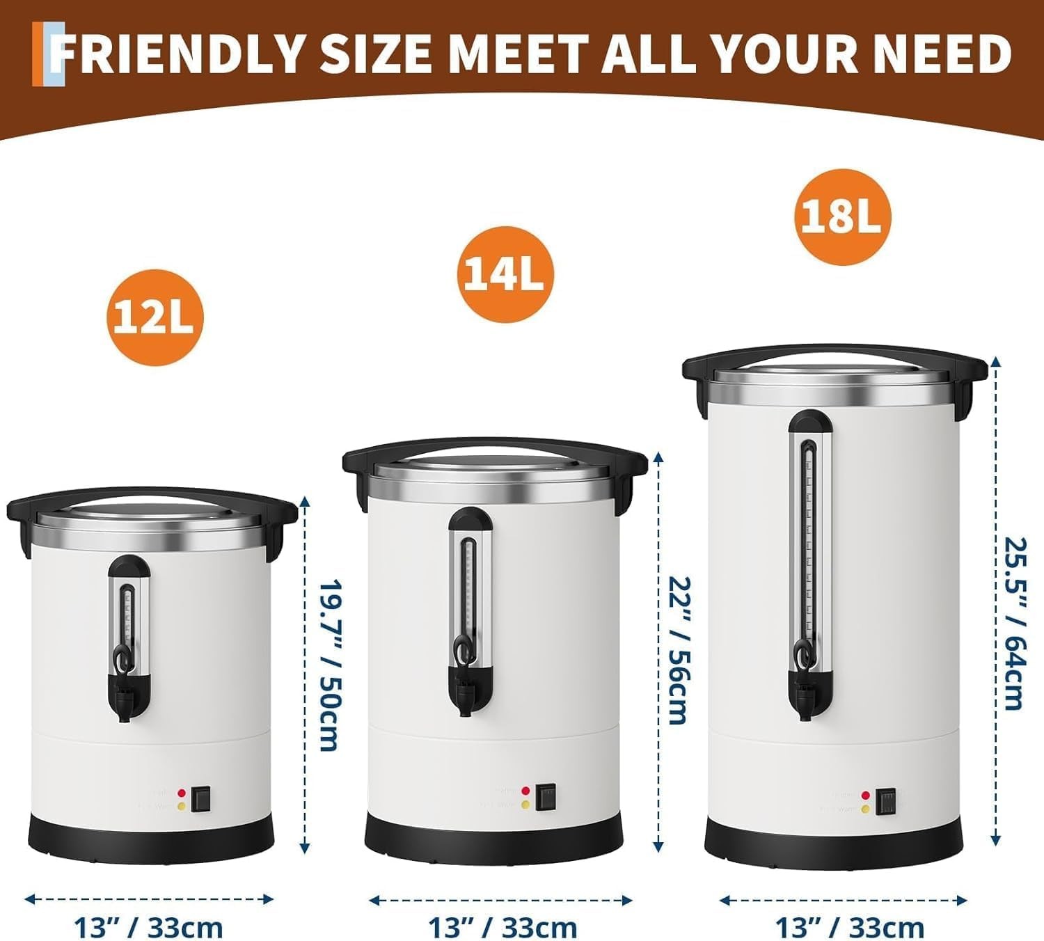 120 Cup Coffee Urn 18L/4.8Gal Stainless Steel Electric Hot Water Dispenser White