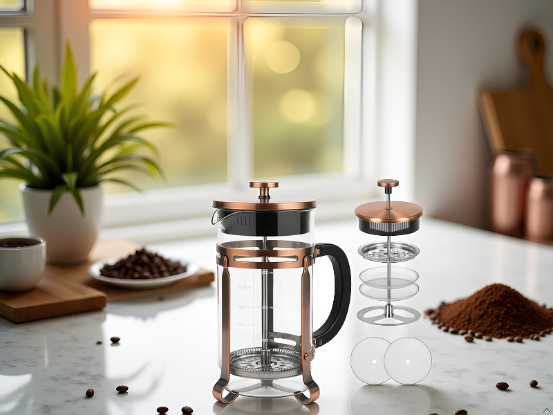 34oz French Pr Coffee Maker, Thiened Borosilicate Glass & 304