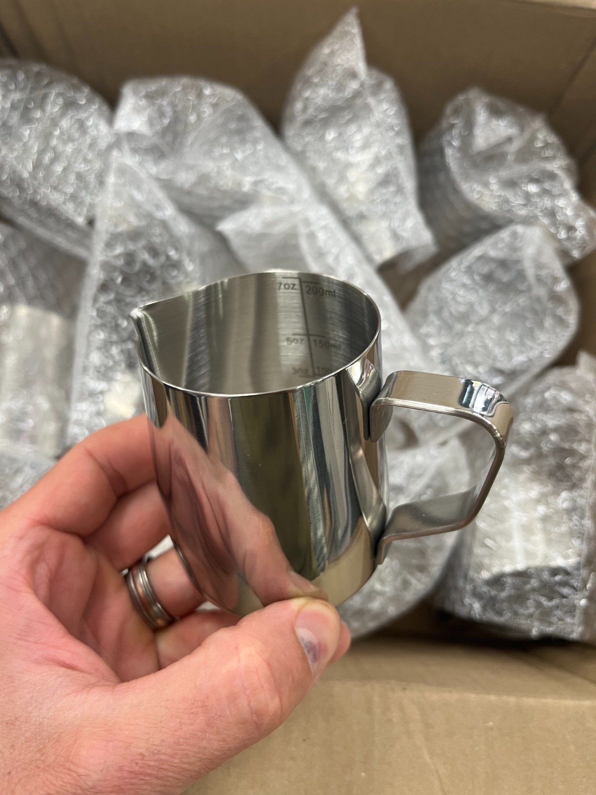 Honeydak 12 Pcs Milk Frothing Stainless Steel Steaming Pitchers (7 oz, Silver)