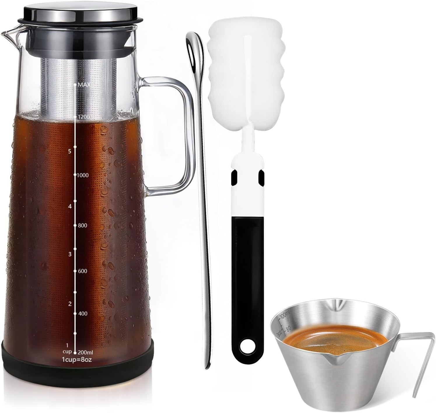 Cold Brew Coffee Maker 1.4L/48oz with Extended & 3.4oz/100ml