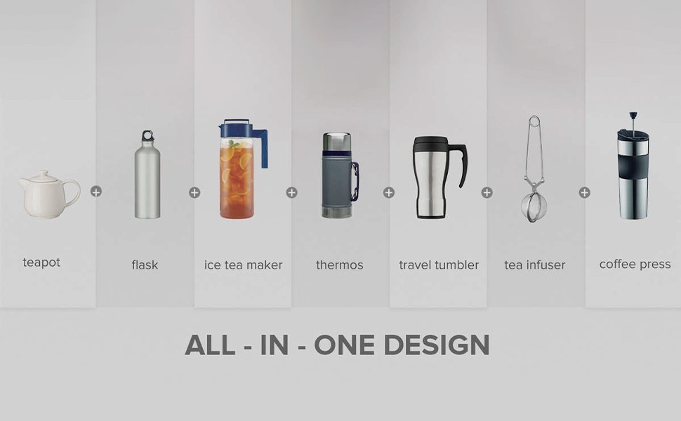 VIVA Rechar Tea Infuser Bottle, 16 oz Insulated Stainl Steel Travel