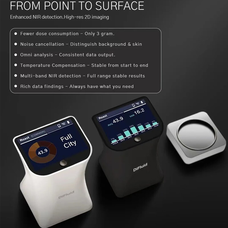DiFluid Omni Coffee Bean Roast Color Roasting Degree & Particle Size Analyzer！