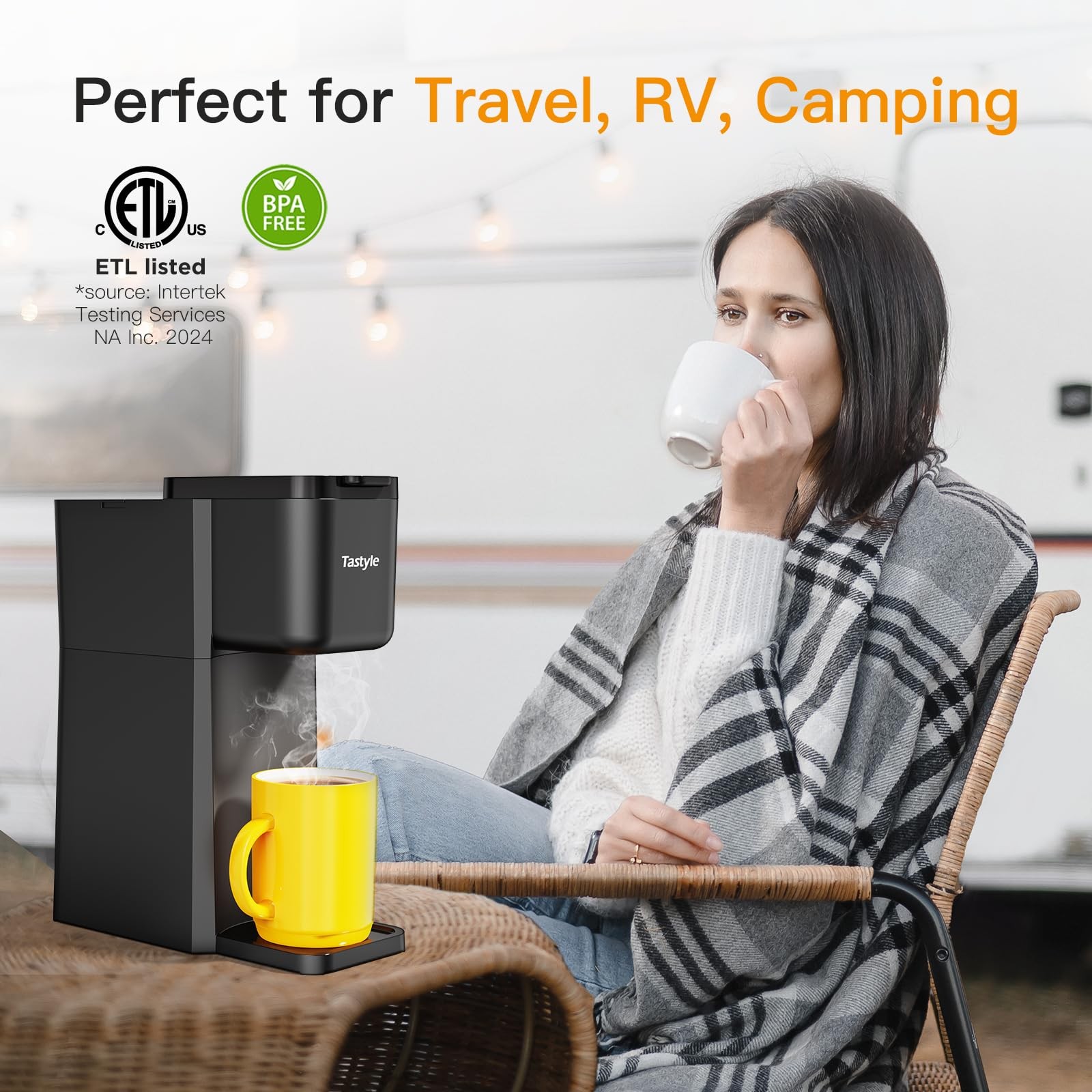 Tastyle Mini Hot and Iced Coffee Maker Single Serve, for K Cup Classic Black