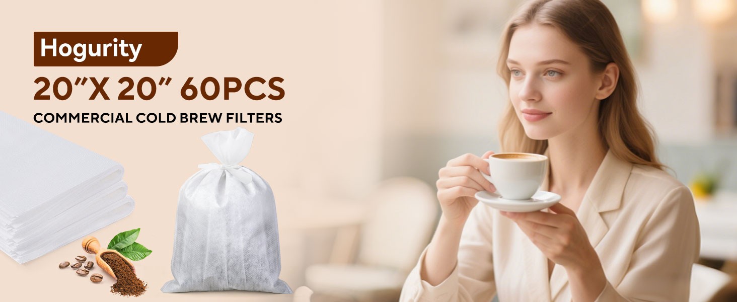 60PCS mercial Cold Brew Coffee Bags with Dstring, 20″ X 20″