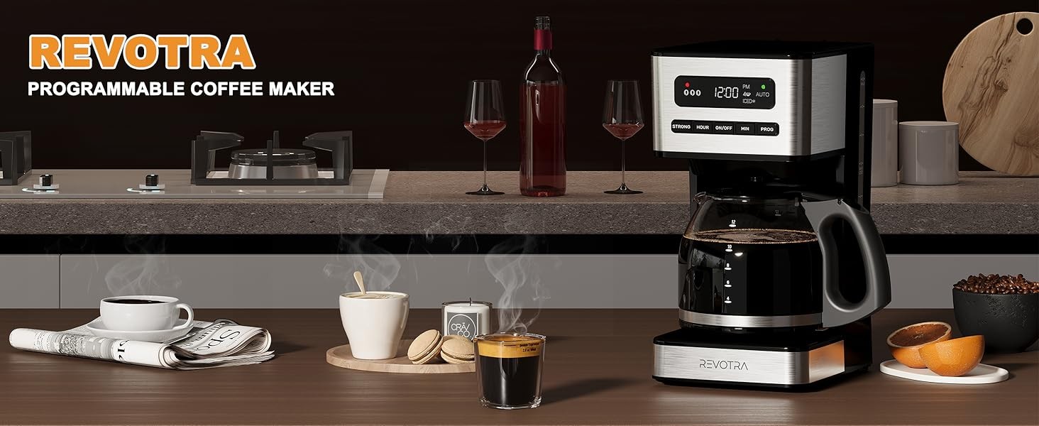 12 Cup Progrmable Coffee Maker, Hot and Iced Coffee Makers,
