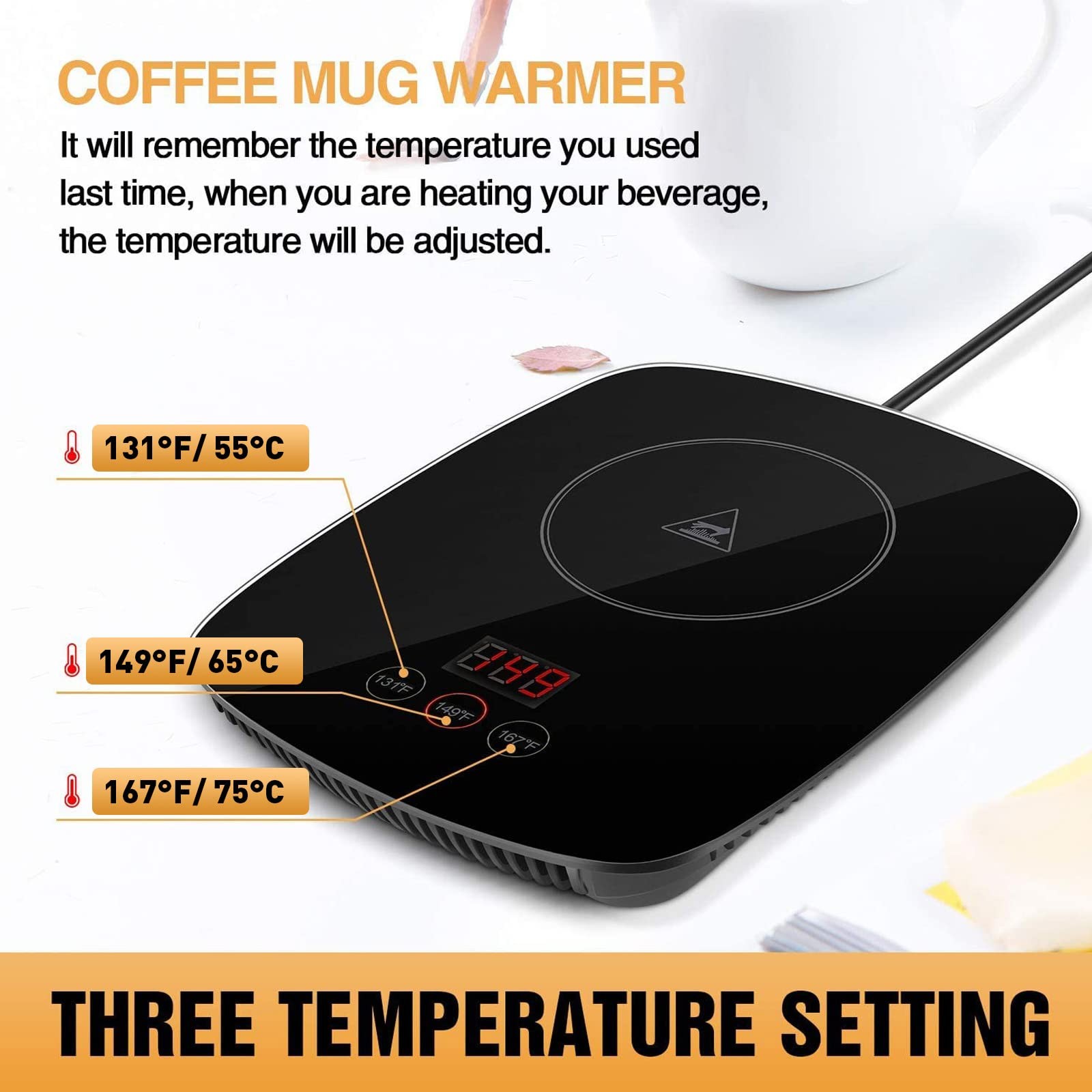 YEOSEN Coffee Mug Warmer,Upgrade Cup Warmer Upgrade Warmer, Black