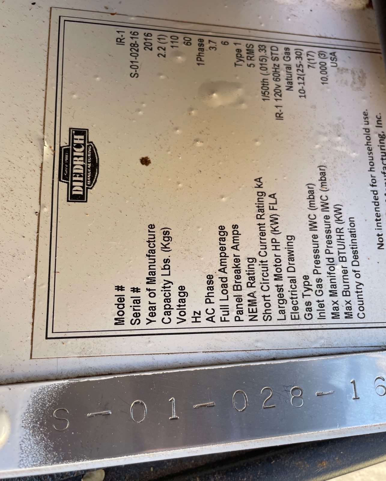 Diedrich IR-1 Coffee Roaster – 2016 Model – Used