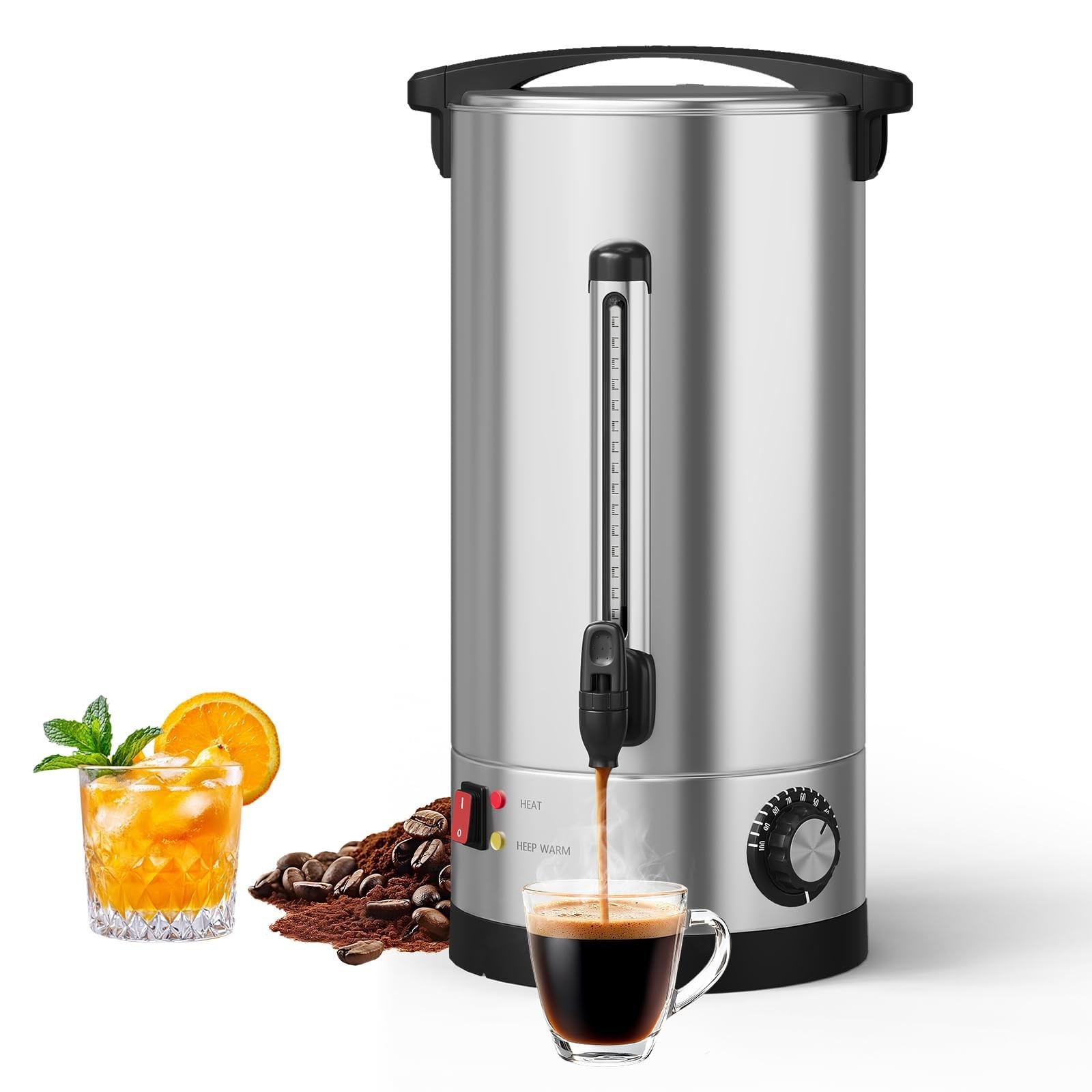 110 Cup Commercial Coffee Urn 16L 4.2 Gal Stainless Steel Hot Beverage Dispenser