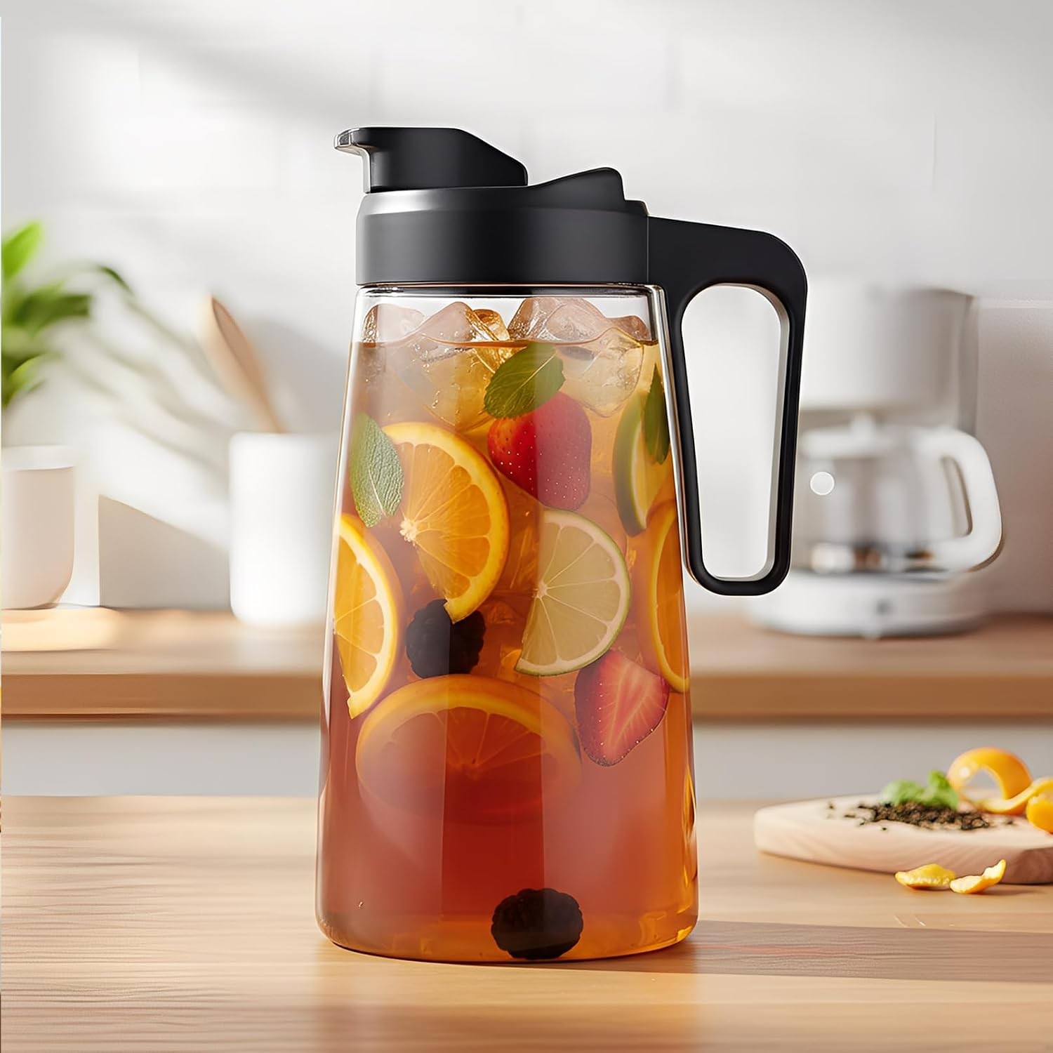 Large Ice Cold Coffee Maker 64 oz Dishwasher Safty Traitan Carafe Pitcher Leak