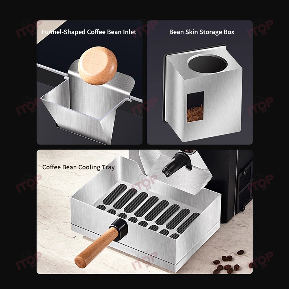 200g Electric Coffee Bean Roaster Stir Roasting 3 Modes Optional Baking Curve