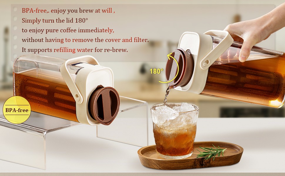 Cold Brew Coffee Maker, 1L/35oz Portable & Durable Iced Tea and Coffee
