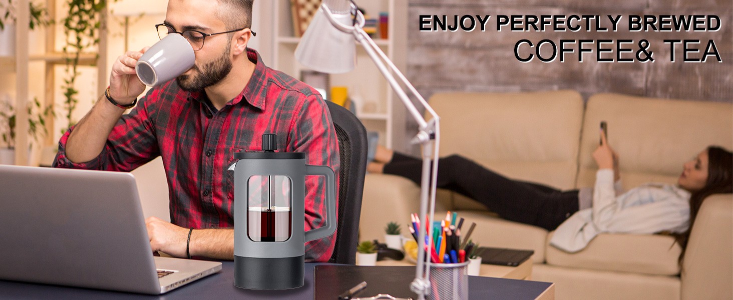 French Pr Coffee Maker, 34 oz / 4 Cup Coffee Tea Pr with