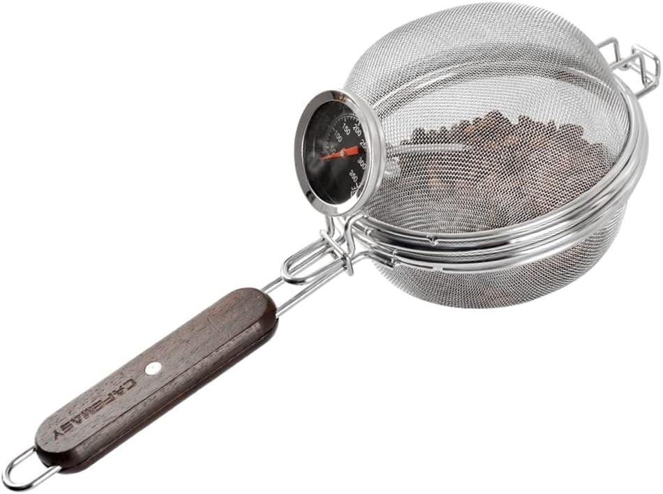 Portable Stainless Steel Coffee Bean Roaster with Thermometer