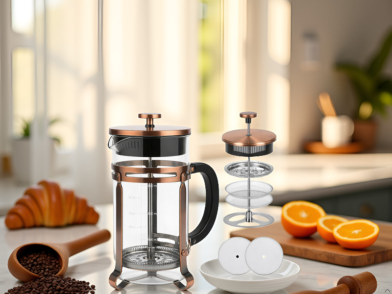 34oz French Pr Coffee Maker, Thiened Borosilicate Glass & 304