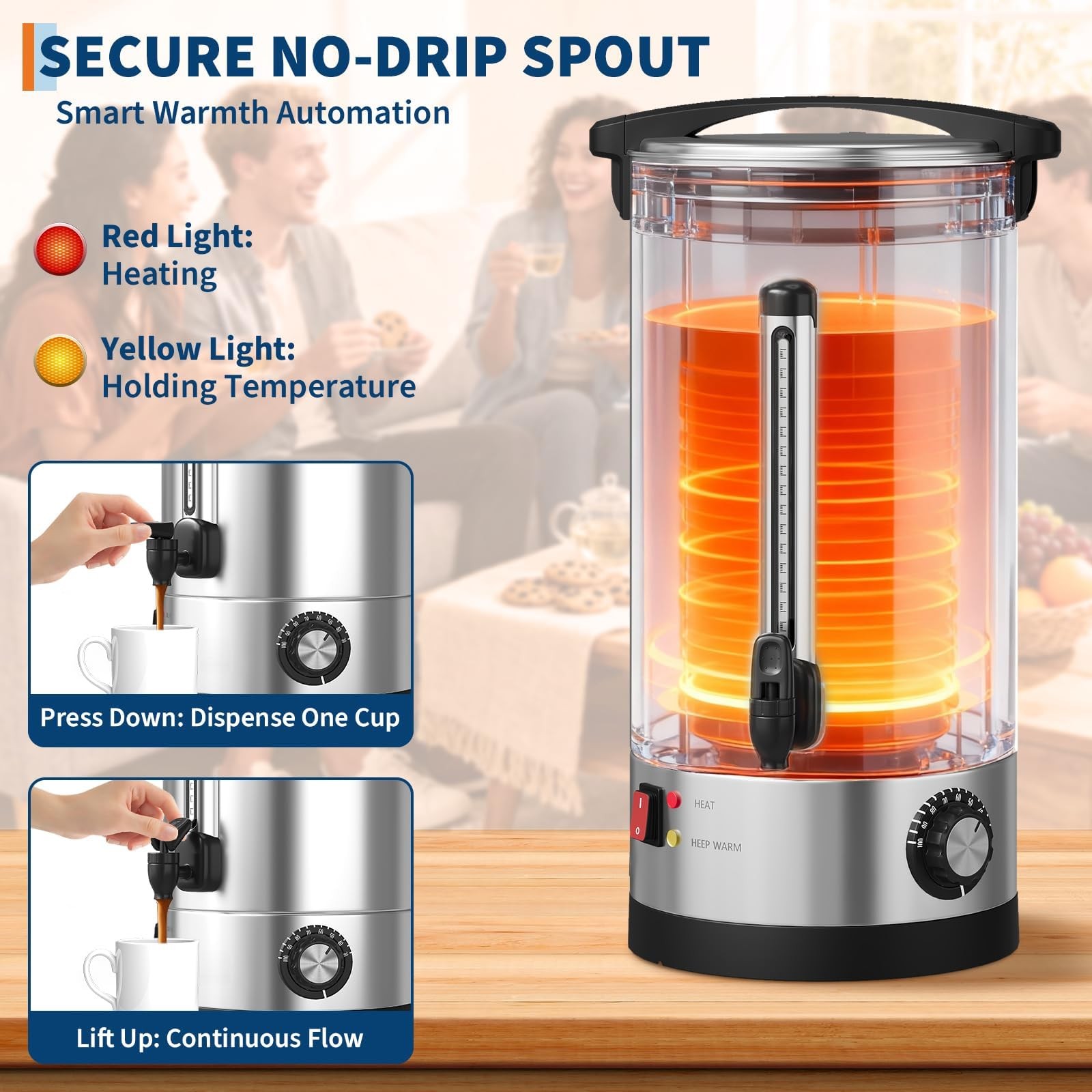 110 Cup Commercial Coffee Urn 16L 4.2 Gal Stainless Steel Hot Beverage Dispenser