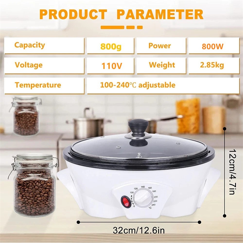Coffee Roaster Electric Coffee Bean Roaster 0-240℃ Temperature Adjust & Timer