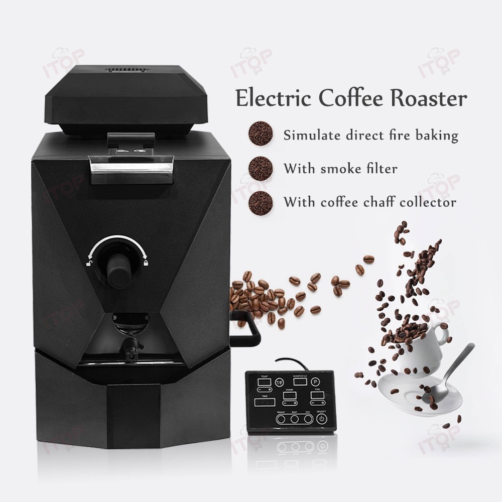 ITOP Electric Coffee Bean Roaster Drum Roaster 3 Operating Modes Espresso Tool