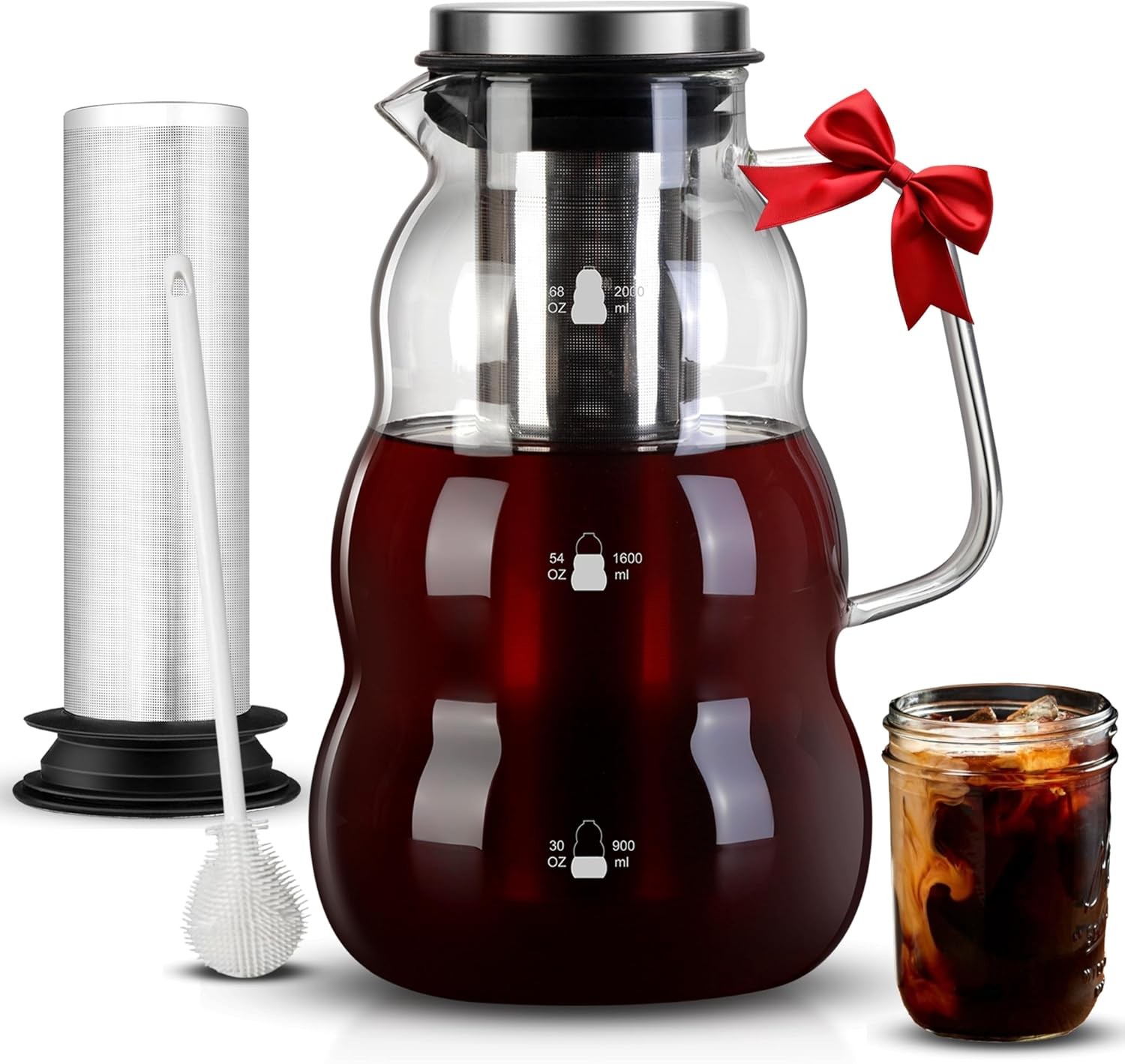 Effortl Cold Brew Coffee Maker, All Parts Dishwasher-Safe, 2.0L/68oz