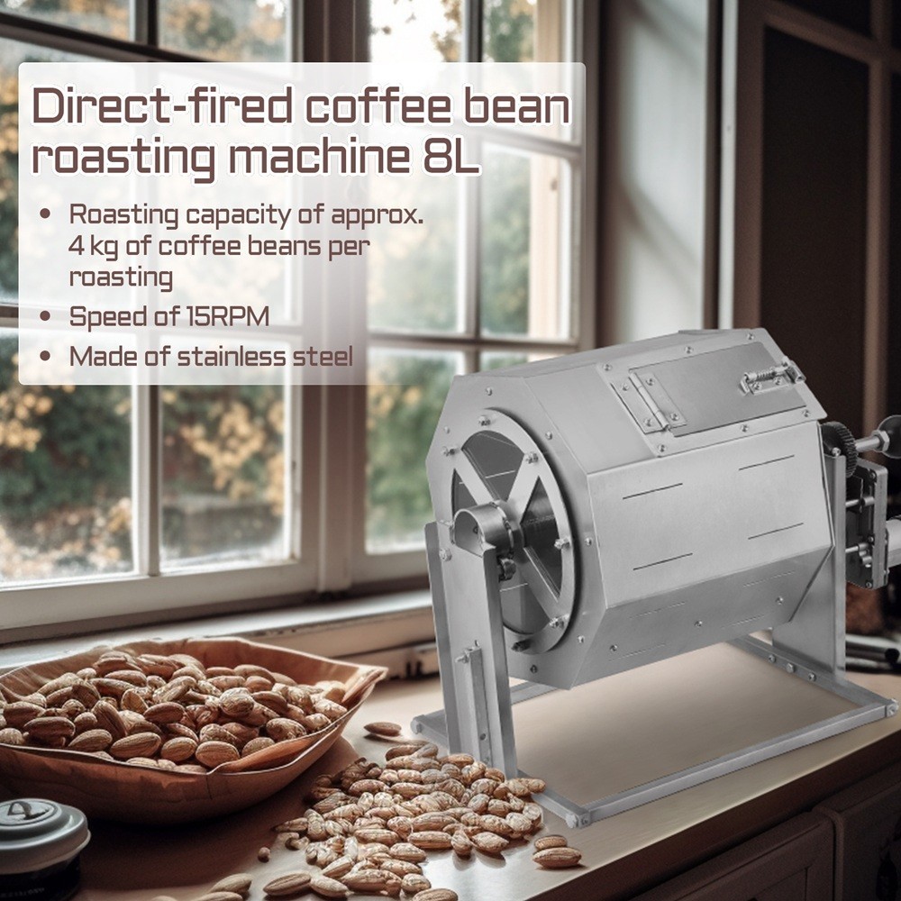 8L Electric Coffee Beans Roasting Baking Machine Gas Burner Drum Type 110V/220V